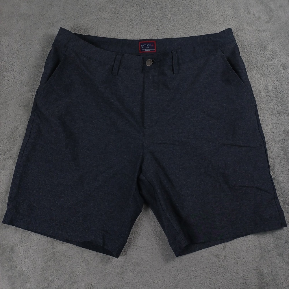 Untuckit Shorts Mens 36‎ Blue Chino Preppy Casual Modern Nylon Blend A2